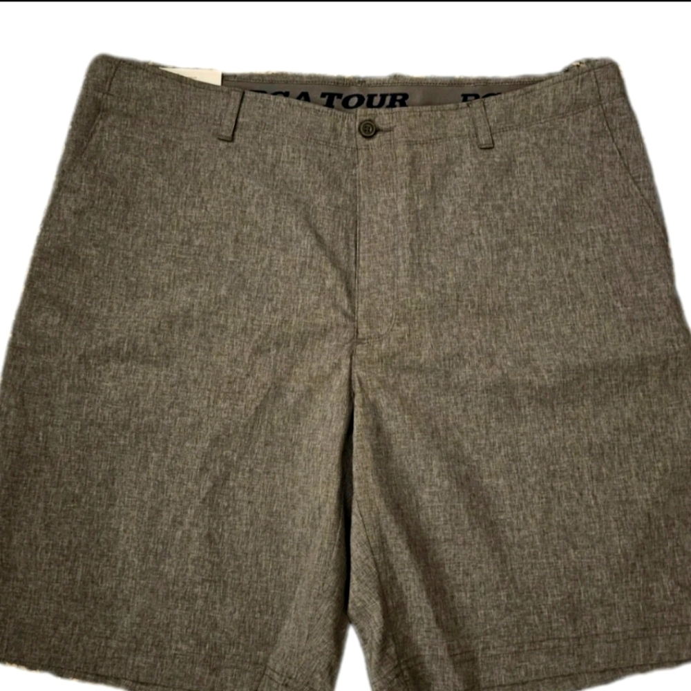 PGA TOUR Golf Shorts Gray Mens Size 40 Flat Front Stretch Performance.